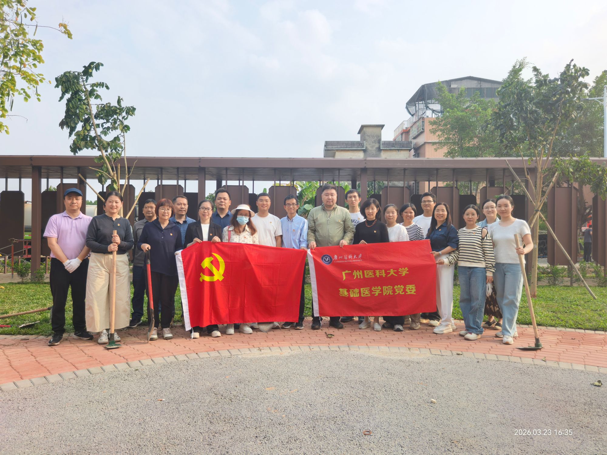 携手栽新苗，党旗迎风飘——基础医学院党委开展义务植树活动